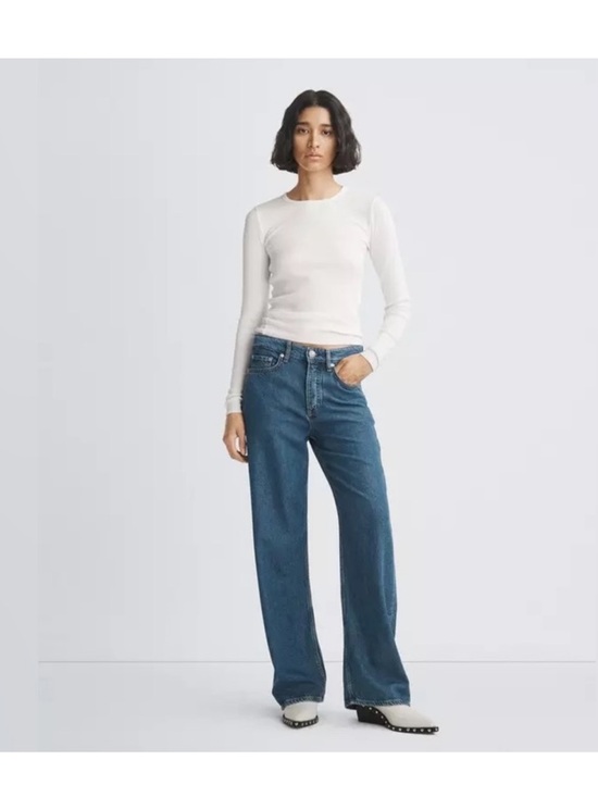 rag & bone Denim - Rag & Bone Logan Featherweight Denim Low Rise Wide Leg Jeans Size 27 Lily Wash
